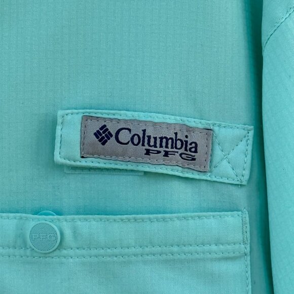 Columbia PFG Tamiami II Short Sleeve Button Down Shirt Men's Medium Blue Fishing - Picture 6 of 9